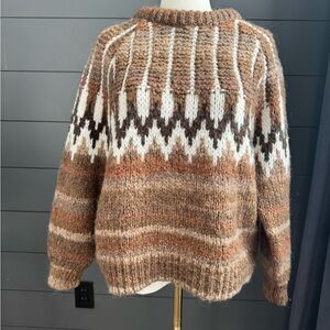 Mango Brown and White Patterned Sweater